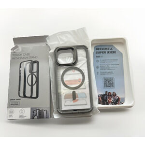 ESR iPhone 15 Pro Max Armor Series Tough Phone Case w/ Stash Stand Gray